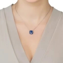 Latelita Great Gatsby Pendant Necklace Sapphire Silver -Ornavique Sales 0120