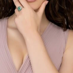 Latelita Great Gatsby Cocktail Ring Emerald Silver -Ornavique Sales 5054469996096 5