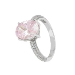 Latelita Alexandra Oval Cocktail Ring Morganite Silver