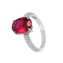 Latelita Alexandra Oval Cocktail Ring Ruby Silver