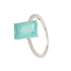 Latelita Alexandra Rectangle Cocktail Ring Paraiba Tourmaline Silver