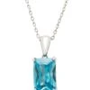 Latelita Alexandra Rectangle Gemstone Necklace Silver Blue Topaz