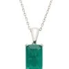 Latelita Alexandra Rectangle Gemstone Necklace Silver Colombian Emerald