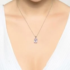 Ornavique Sales -Ornavique Sales alexandra rectangle gemstone necklace silver morganite 697341