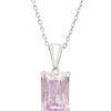 Latelita Alexandra Rectangle Gemstone Necklace Silver Morganite