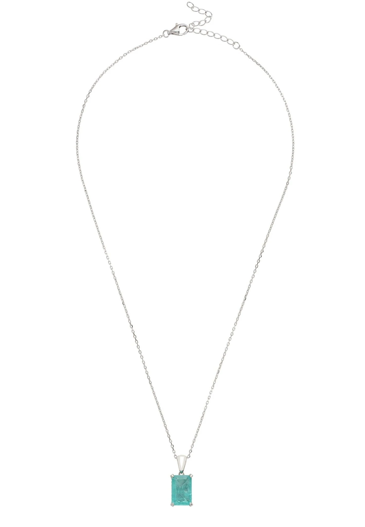 Latelita Alexandra Rectangle Gemstone Necklace Silver Paraiba Tourmaline 3 Latelita Alexandra Rectangle Gemstone Necklace Silver Paraiba Tourmaline - Image 3