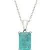 Latelita Alexandra Rectangle Gemstone Necklace Silver Paraiba Tourmaline