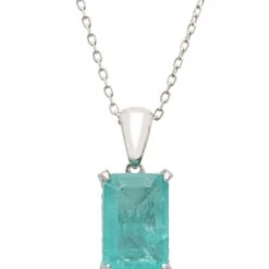 Latelita Alexandra Rectangle Gemstone Necklace Silver Paraiba Tourmaline