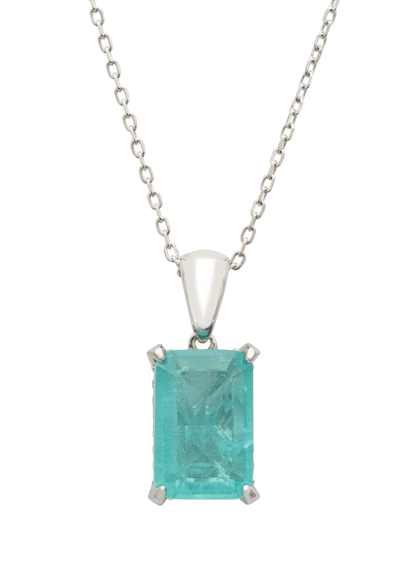 Latelita Alexandra Rectangle Gemstone Necklace Silver Paraiba Tourmaline 1 Latelita Alexandra Rectangle Gemstone Necklace Silver Paraiba Tourmaline