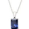 Latelita Alexandra Rectangle Gemstone Necklace Silver Tanzanite