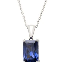 Latelita Alexandra Rectangle Gemstone Necklace Silver Tanzanite