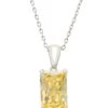 Latelita Alexandra Rectangle Gemstone Necklace Silver Yellow Topaz