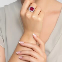 Latelita Anastasia Gemstone Cocktail Ring Silver Ruby -Ornavique Sales anastasia gemstone cocktail ring silver ruby 457878