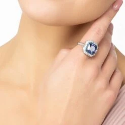 Latelita Anastasia Gemstone Cocktail Ring Silver Tanzanite -Ornavique Sales anastasia gemstone cocktail ring silver tanzanite 142710