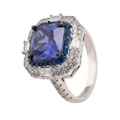 Latelita Anastasia Gemstone Cocktail Ring Silver Tanzanite