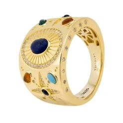 Latelita Anubis Gemstone Cocktail Ring Gold