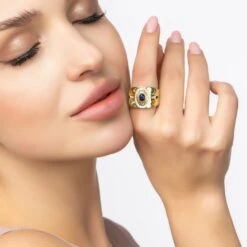 Latelita Anubis Gemstone Cocktail Ring Gold -Ornavique Sales anubis gemstone cocktail ring gold 455937