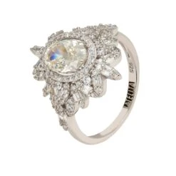 Latelita Arabesque Splendor Cocktail Ring Moissanite Silver