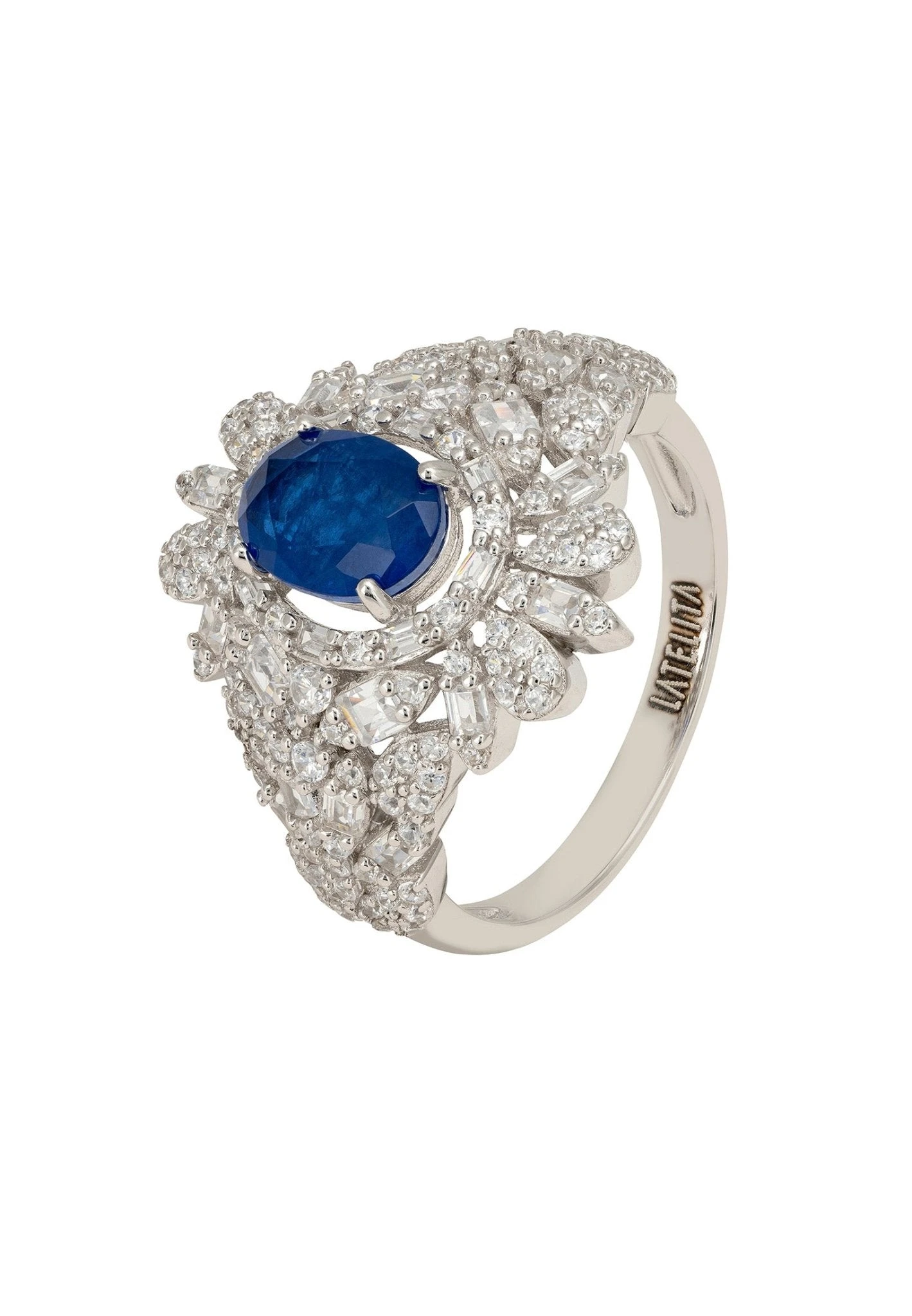 Latelita Arabesque Splendor Cocktail Ring Sapphire Silver 1 Latelita Arabesque Splendor Cocktail Ring Sapphire Silver