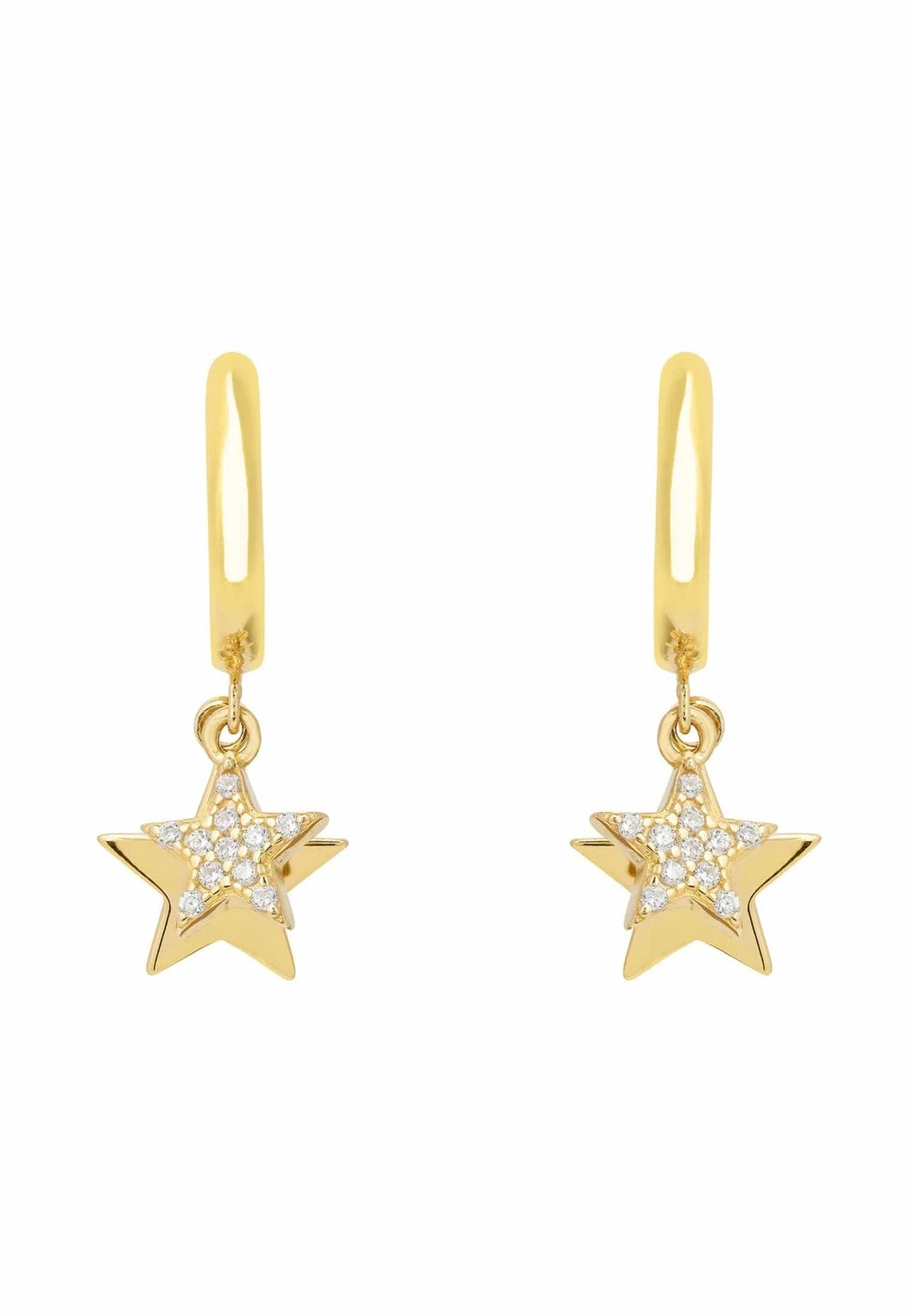 Latelita Astro Double Star Huggie Hoop Earring Gold