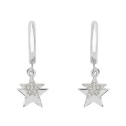 Latelita Astro Double Star Huggie Hoop Earring Silver