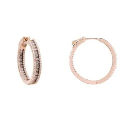 Latelita Baguette Hoop Earrings Medium Rosegold Champagne -Ornavique Sales baguette hoop earrings medium rosegold champagne 295753