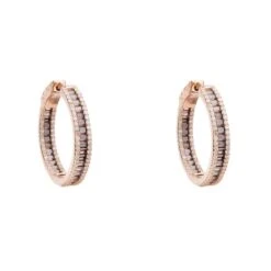 Latelita Baguette Hoop Earrings Medium Rosegold Champagne