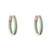 Latelita Baguette Hoop Earrings Medium Rosegold Emerald Green