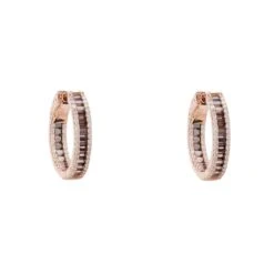 Latelita Baguette Hoop Earrings Small Rosegold Champagne