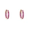 Latelita Baguette Hoop Earrings Small Rosegold Ruby Pink