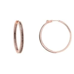 Latelita Baguette Large Hoop Large Earrings Rosegold Champagne -Ornavique Sales baguette large hoop large earrings rosegold champagne 662198