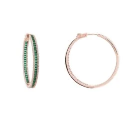 Latelita Baguette Large Hoop Large Earrings Rosegold Emerald Green -Ornavique Sales baguette large hoop large earrings rosegold emerald green 853433
