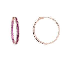 Latelita Baguette Large Hoop Large Earrings Rosegold Ruby Pink -Ornavique Sales baguette large hoop large earrings rosegold ruby pink 775259
