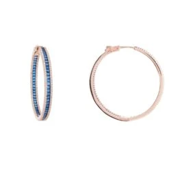 Latelita Baguette Large Hoop Large Earrings Rosegold Sapphire Blue -Ornavique Sales baguette large hoop large earrings rosegold sapphire blue 331591