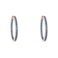Latelita Baguette Large Hoop Large Earrings Rosegold Sapphire Blue