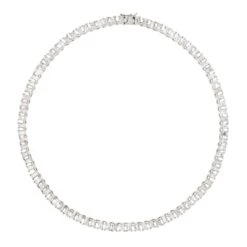 Latelita Baguette Tennis Necklace Silver
