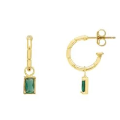 Latelita Bamboo Hoop With Emerald Earrings Gold -Ornavique Sales bamboo hoop with emerald earrings gold 178110