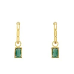 Latelita Bamboo Hoop With Emerald Earrings Gold