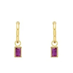 Latelita Bamboo Hoop With Ruby Earrings Gold