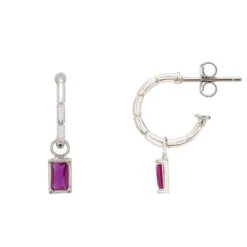 Latelita Bamboo Hoop With Ruby Earrings Silver -Ornavique Sales bamboo hoop with ruby earrings silver 438624