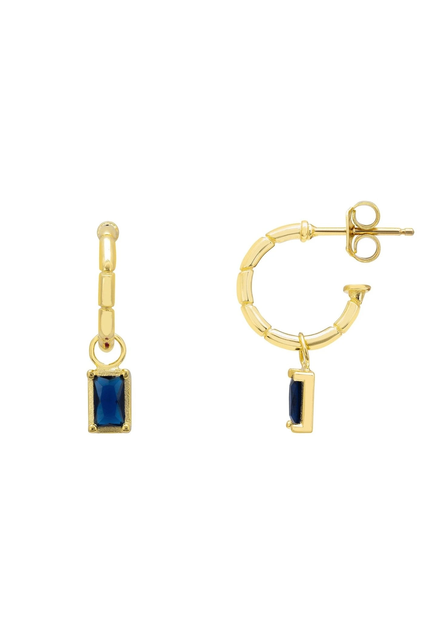 Latelita Bamboo Hoop With Sapphire Earrings Gold 3 Latelita Bamboo Hoop With Sapphire Earrings Gold - Image 3