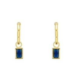 Latelita Bamboo Hoop With Sapphire Earrings Gold