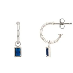 Latelita Bamboo Hoop With Sapphire Earrings Silver -Ornavique Sales bamboo hoop with sapphire earrings silver 603954