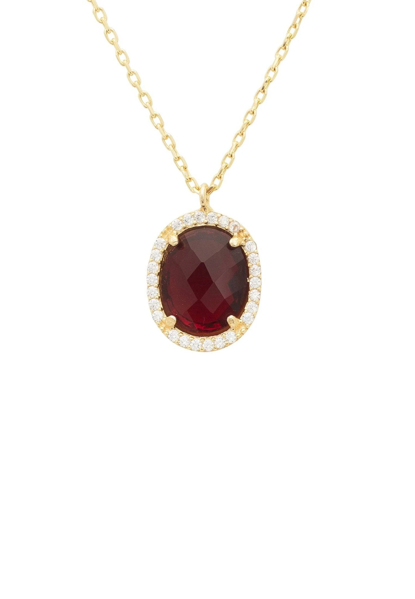 Latelita Beatrice Oval Gemstone Pendant Necklace Gold Garnet