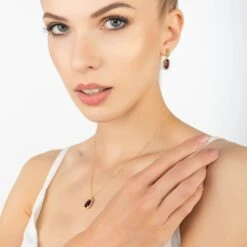 Latelita Beatrice Oval Gemstone Pendant Necklace Gold Garnet -Ornavique Sales beatrice oval gemstone pendant necklace gold garnet 776632