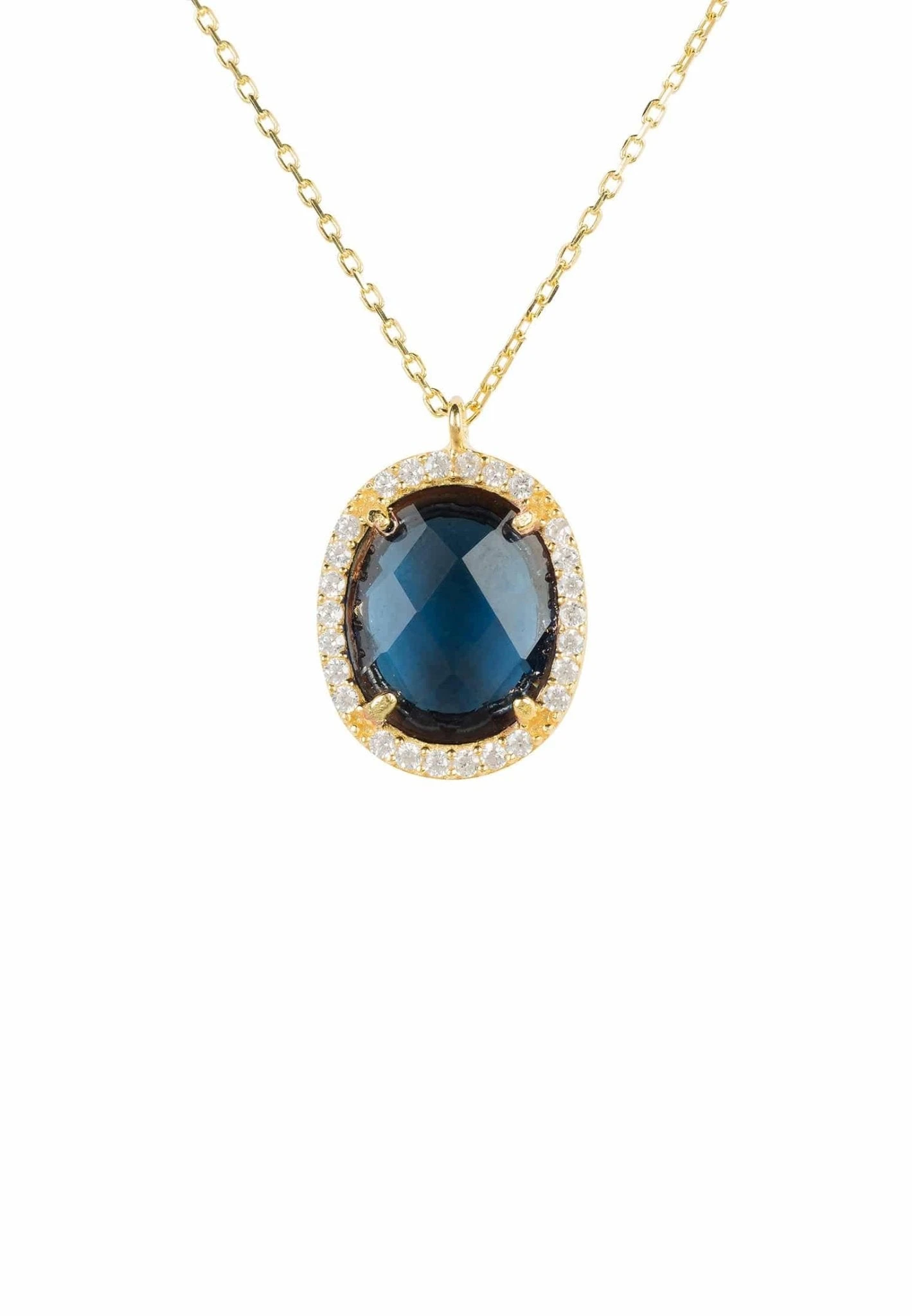Latelita Beatrice Oval Gemstone Pendant Necklace Gold Sapphire Hydro