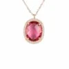 Latelita Beatrice Oval Gemstone Pendant Necklace Rose Gold Pink Tourmaline