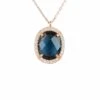 Latelita Beatrice Oval Gemstone Pendant Necklace Rose Gold Sapphire Hydro