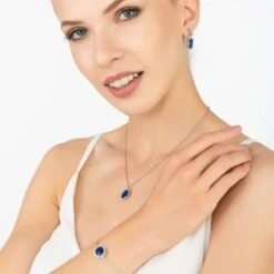 Latelita Beatrice Oval Gemstone Pendant Necklace Silver Sapphire Hydro -Ornavique Sales beatrice oval gemstone pendant necklace silver sapphire hydro 955932