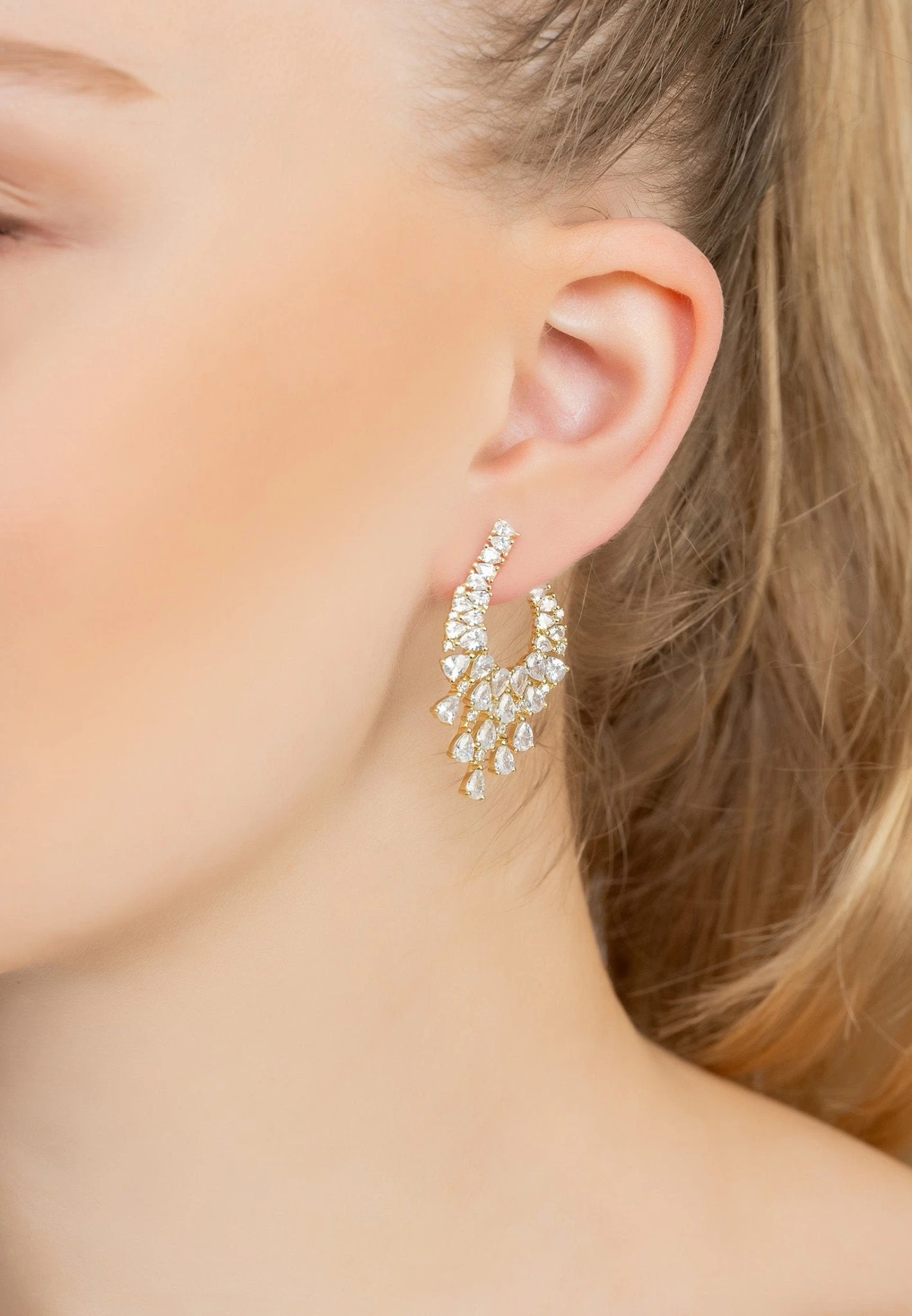 Latelita Blazing Flames Hoop Earrings Gold 2 Latelita Blazing Flames Hoop Earrings Gold - Image 2